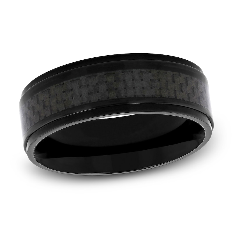 Main Image 1 of Wedding Band Black Titanium/Carbon Fiber 8mm
