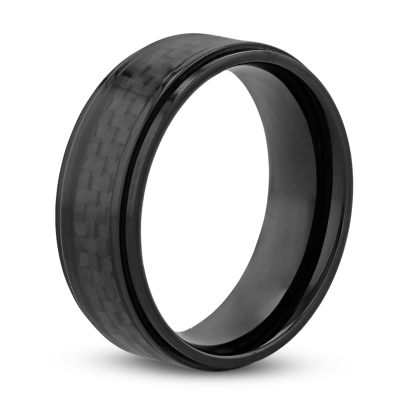 Main Image 2 of Wedding Band Black Titanium/Carbon Fiber 8mm
