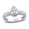 Thumbnail Image 1 of Diamond Engagement Ring 1/3 ct tw Round/Baguette 14K White Gold