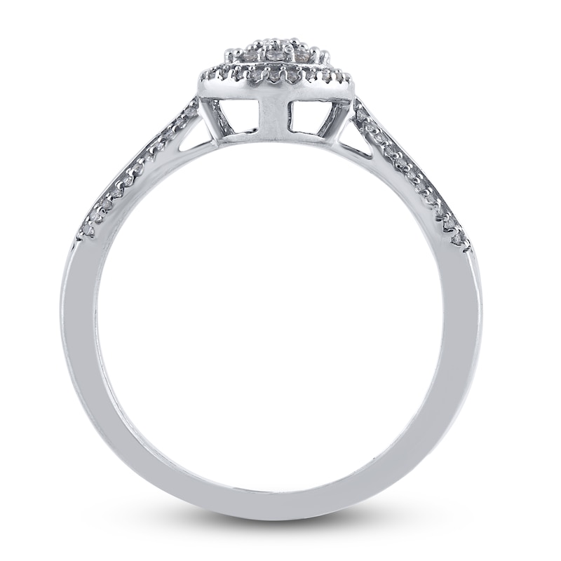 Diamond Engagement Ring 1/3 ct tw Round/Baguette 14K White Gold