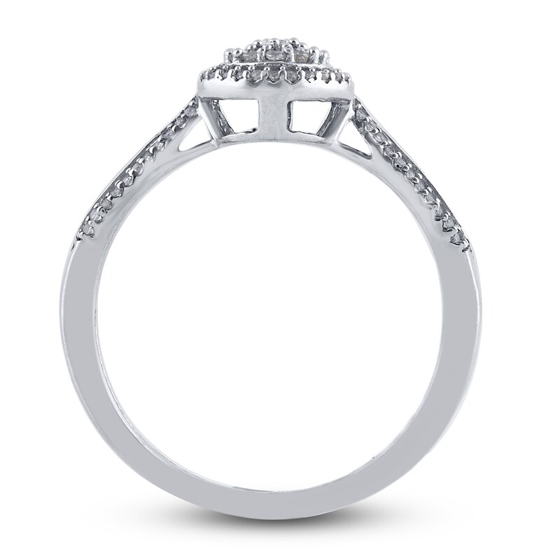 Main Image 2 of Diamond Engagement Ring 1/3 ct tw Round/Baguette 14K White Gold