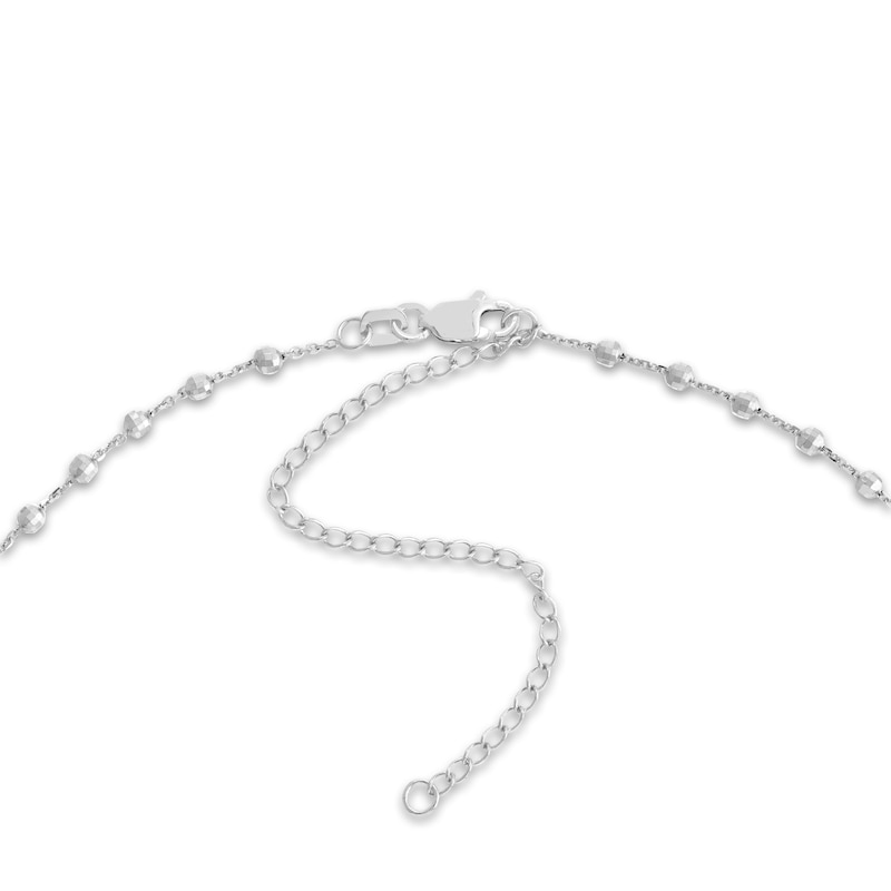 Main Image 3 of Diamond-Cut Solid Bead Chain Choker Necklace 14K White Gold 13" Adj.