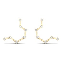 Diamond Aquarius Constellation Earrings 1/8 ct tw Round 14K Yellow Gold