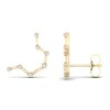 Diamond Aquarius Constellation Earrings 1/8 ct tw Round 14K Yellow Gold