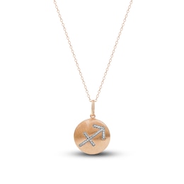 Diamond Sagittarius Zodiac Pendant Necklace 1/10 ct tw Round 14K Rose Gold