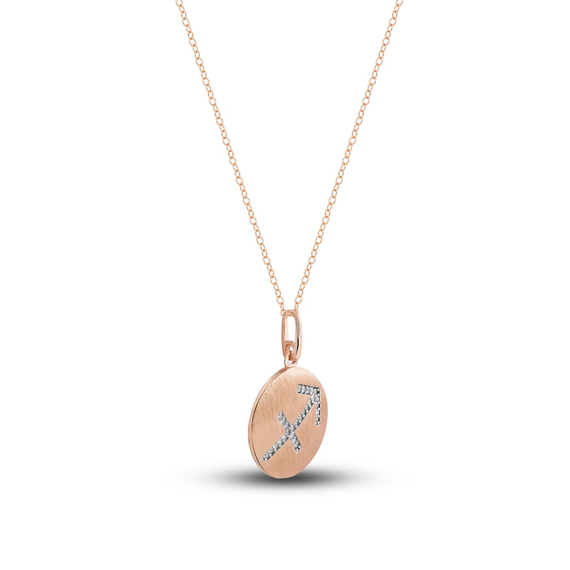 Main Image 2 of Diamond Sagittarius Zodiac Pendant Necklace 1/10 ct tw Round 14K Rose Gold