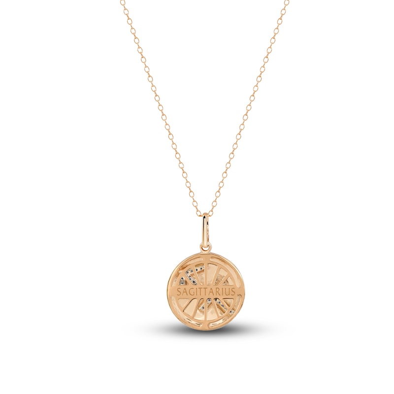 Main Image 3 of Diamond Sagittarius Zodiac Pendant Necklace 1/10 ct tw Round 14K Rose Gold