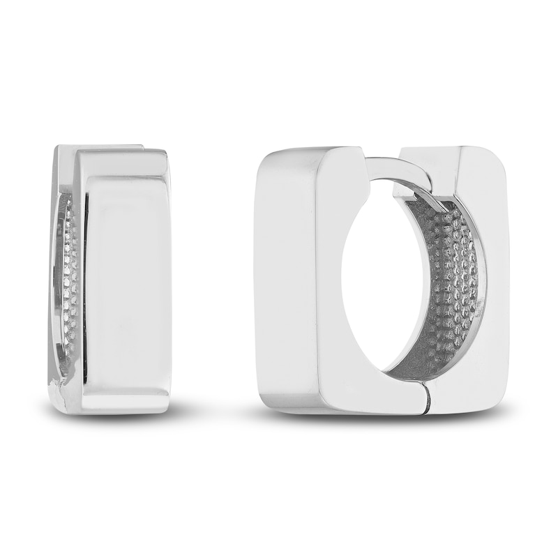 Main Image 1 of Square Huggie Earrings 14K White Gold