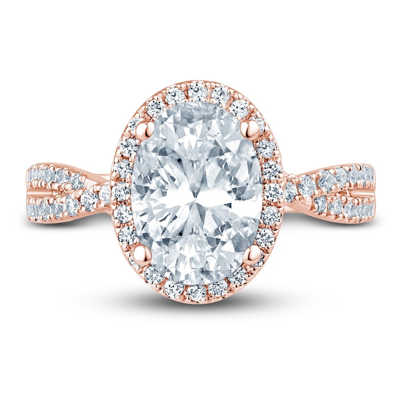 Main Image 3 of Pnina Tornai Lab-Grown Diamond Engagement Ring 3 ct tw Oval/Round 14K Rose Gold