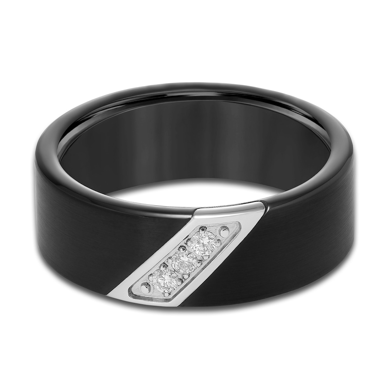 Main Image 3 of Diamond Wedding Band 1/10 ct tw Round Black Tungsten