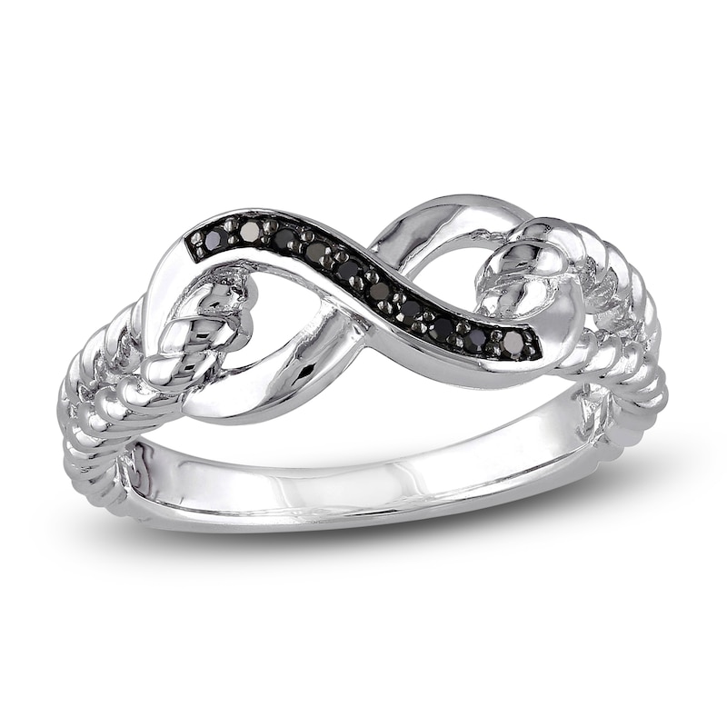 Black Diamond Infinity Ring 1/20 ct tw Round Sterling Silver