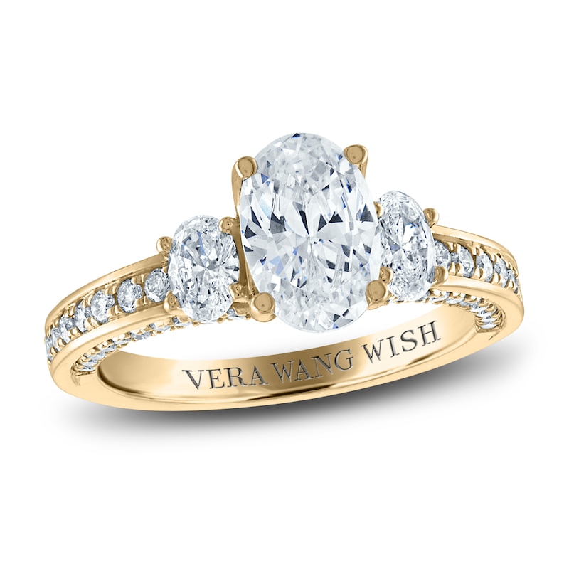 Vera Wang WISH Diamond Engagement Ring 2-1/4 ct tw Oval/Round 18K Yellow Gold