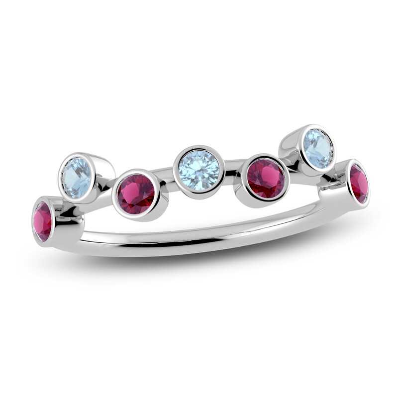 Main Image 1 of Juliette Maison Natural Rhodolite Garnet & Natural Aquamarine Ring 10K White Gold