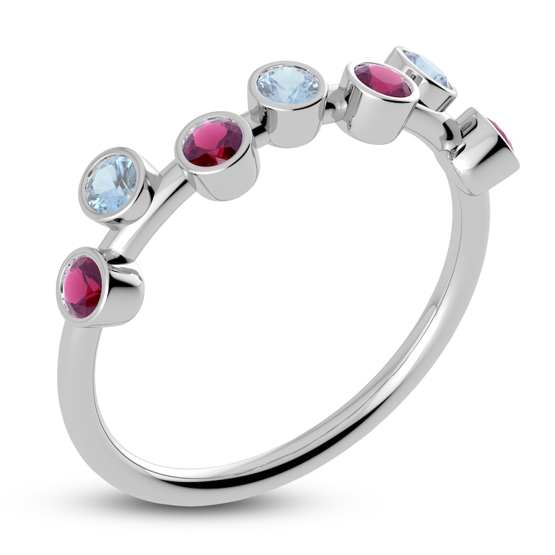 Main Image 2 of Juliette Maison Natural Rhodolite Garnet & Natural Aquamarine Ring 10K White Gold