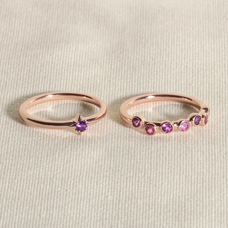 Main Image 4 of Juliette Maison Natural Rhodolite Garnet & Natural Aquamarine Ring 10K White Gold