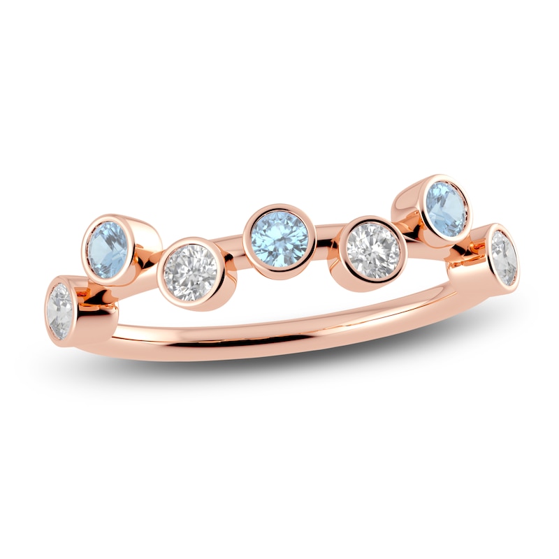 Main Image 1 of Juliette Maison Natural Aquamarine & Natural White Sapphire Ring 10K Rose Gold