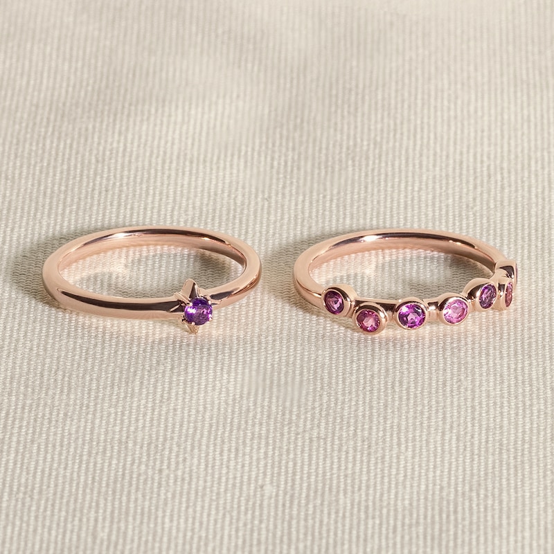 Main Image 4 of Juliette Maison Natural Aquamarine & Natural White Sapphire Ring 10K Rose Gold