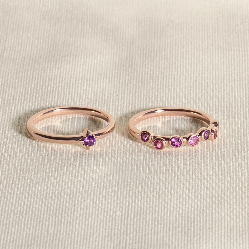 Main Image 4 of Juliette Maison Natural Rhodolite Garnet & Natural Ruby Ring 10K White Gold