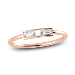 Juliette Maison Natural White Sapphire Baguette Bar Ring 10K Rose Gold