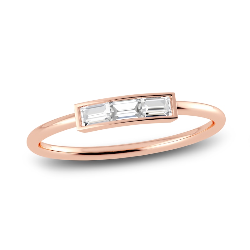 Main Image 1 of Juliette Maison Natural White Sapphire Baguette Bar Ring 10K Rose Gold
