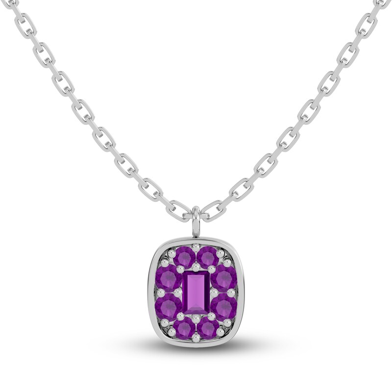 Main Image 1 of Juliette Maison Natural Amethyst Pendant Necklace 10K White Gold