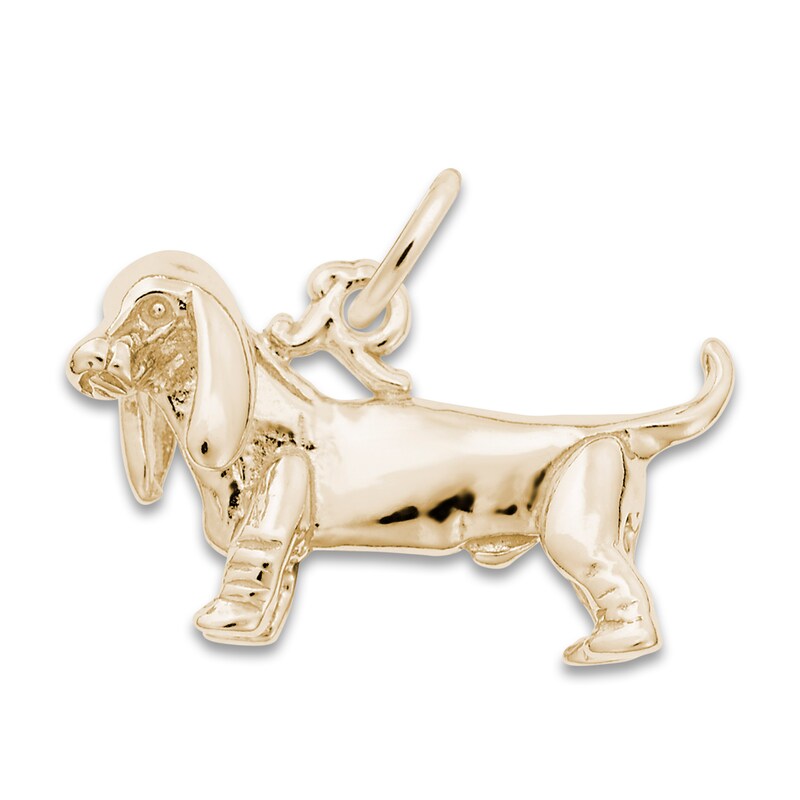 Basset Hound Charm 14K Yellow Gold