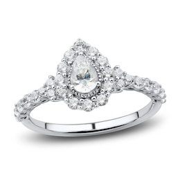 Diamond Engagement Ring 1 ct tw Pear/Round 14K White Gold