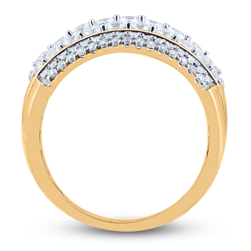 Main Image 2 of Diamond Multi-Row Anniversary Band 2 ct tw Round 14K Yellow Gold