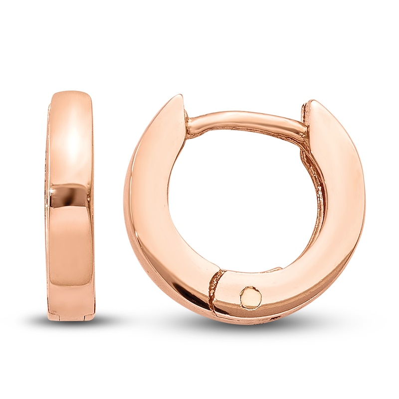 Hollow Hoop Earrings 14K Rose Gold 9x2mm