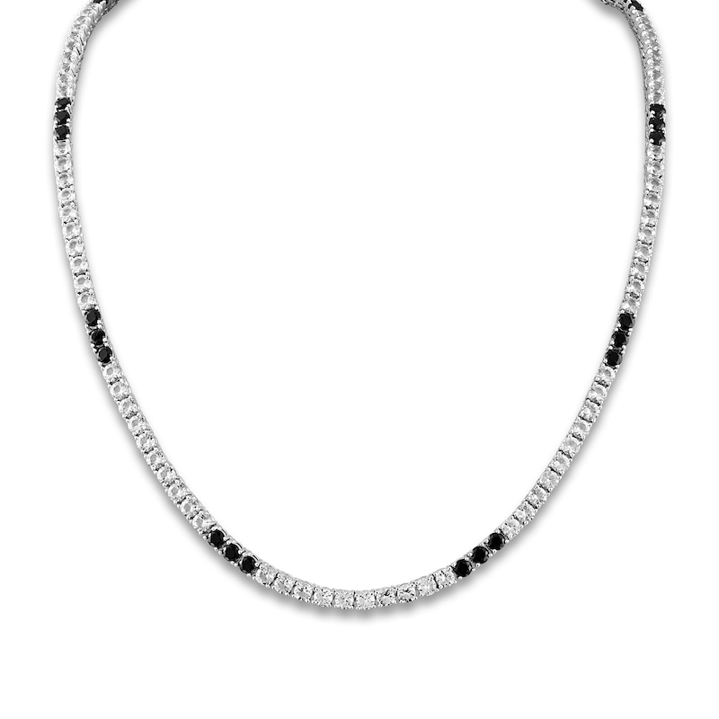 Main Image 1 of 1933 by Esquire Men's Natural White Topaz & Natural Black Spinel Necklace Sterling Silver 22"