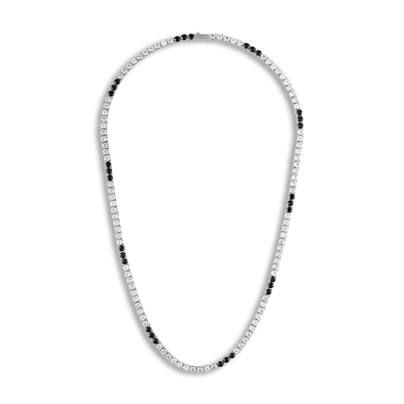 Main Image 2 of 1933 by Esquire Men's Natural White Topaz & Natural Black Spinel Necklace Sterling Silver 22"