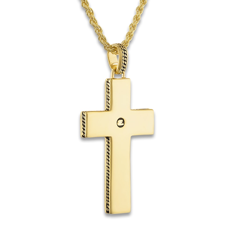 Main Image 2 of 1933 by Esquire Men's Lab-Created Sapphire Pendant Necklace 18K Yellow Gold-Plated Sterling Silver 22"