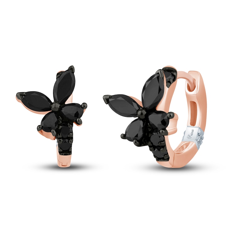 Pnina Tornai Black Diamond Butterfly Earrings 3/4 ct tw Round 14K Rose Gold