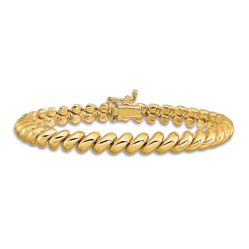 Main Image 3 of High-Polish San Marco Chain Bracelet 14K Yellow Gold 7.5"