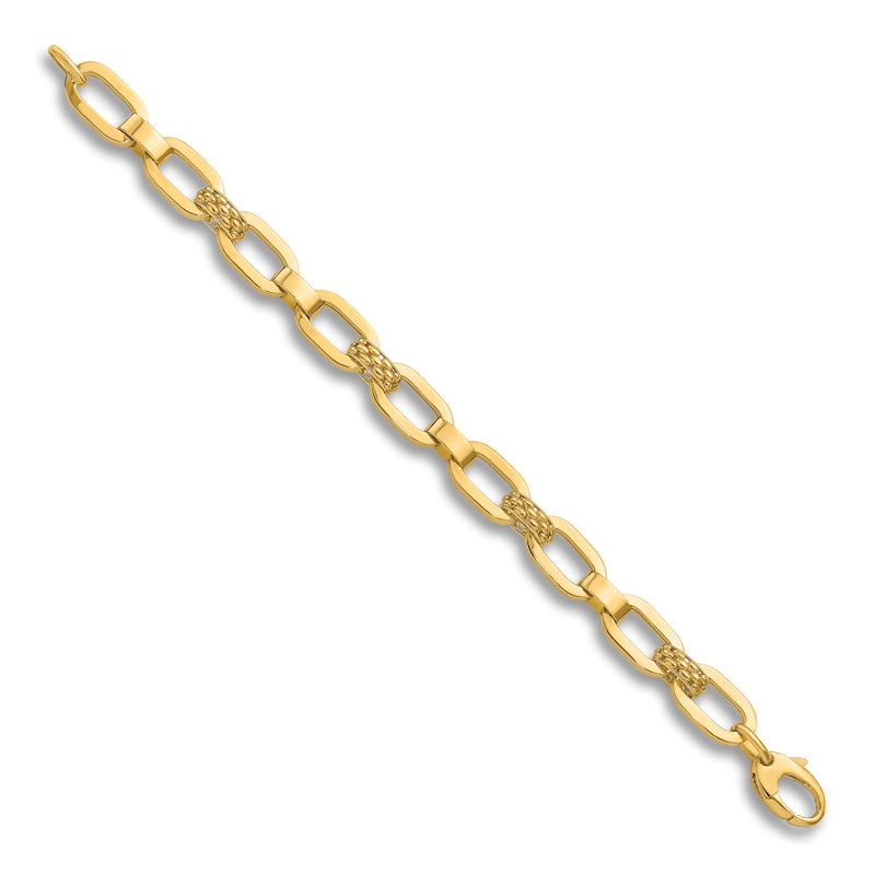 Main Image 2 of High-Polish Oval Link Bracelet 14K Yellow Gold 7.5"