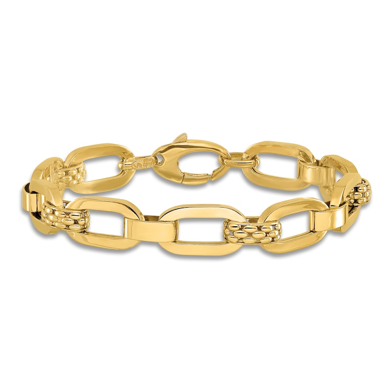 Main Image 3 of High-Polish Oval Link Bracelet 14K Yellow Gold 7.5"