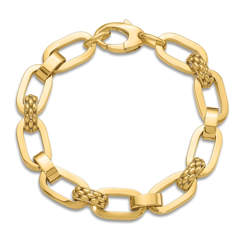 Main Image 4 of High-Polish Oval Link Bracelet 14K Yellow Gold 7.5"