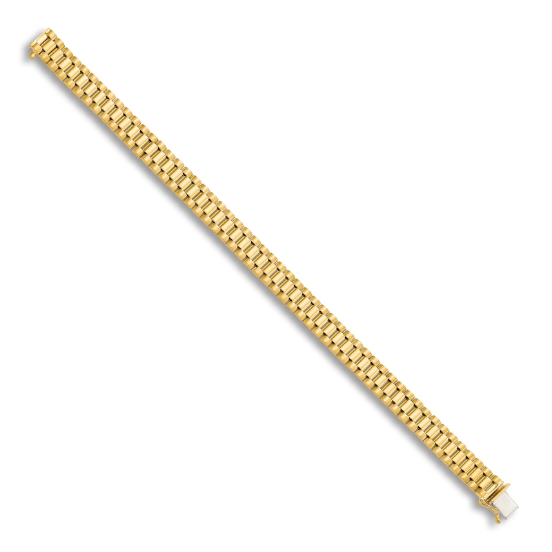 Main Image 2 of Men's Semi-Solid High-Polish Link Bracelet 14K Yellow Gold 8"