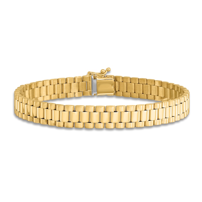 Main Image 3 of Men's Semi-Solid High-Polish Link Bracelet 14K Yellow Gold 8"