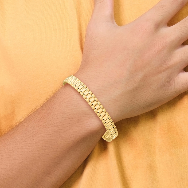 Main Image 4 of Men's Semi-Solid High-Polish Link Bracelet 14K Yellow Gold 8"