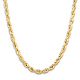 Men's Solid Quad Rope Chain Necklace 14K Yellow Gold 22&quot; 7.0mm