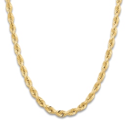 Men's Solid Quad Rope Chain Necklace 14K Yellow Gold 22" 7.0mm