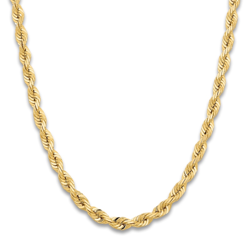 Men's Solid Quad Rope Chain Necklace 14K Yellow Gold 22" 7.0mm
