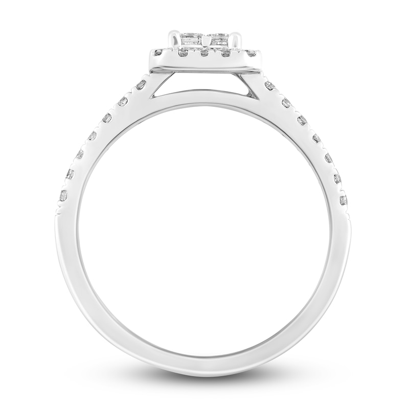 Diamond Engagement Ring 1/2 ct tw Princess/Round 14K White Gold