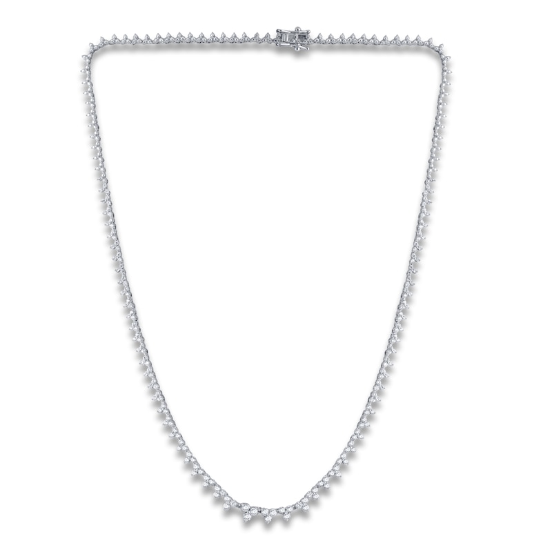Main Image 1 of Diamond Tennis Necklace 3 ct tw Round 14K White Gold 17"
