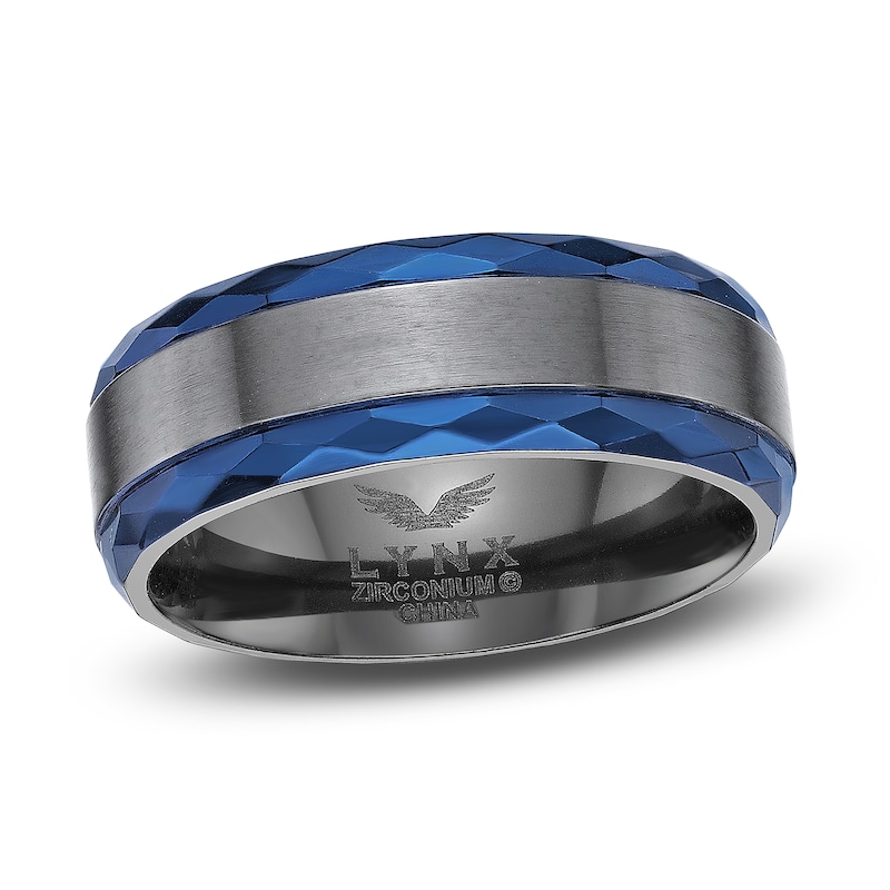 Main Image 1 of Men's Wedding Band Black Zirconium/Blue Ion-Plating 8.0mm