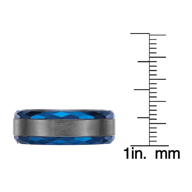 Main Image 5 of Men's Wedding Band Black Zirconium/Blue Ion-Plating 8.0mm