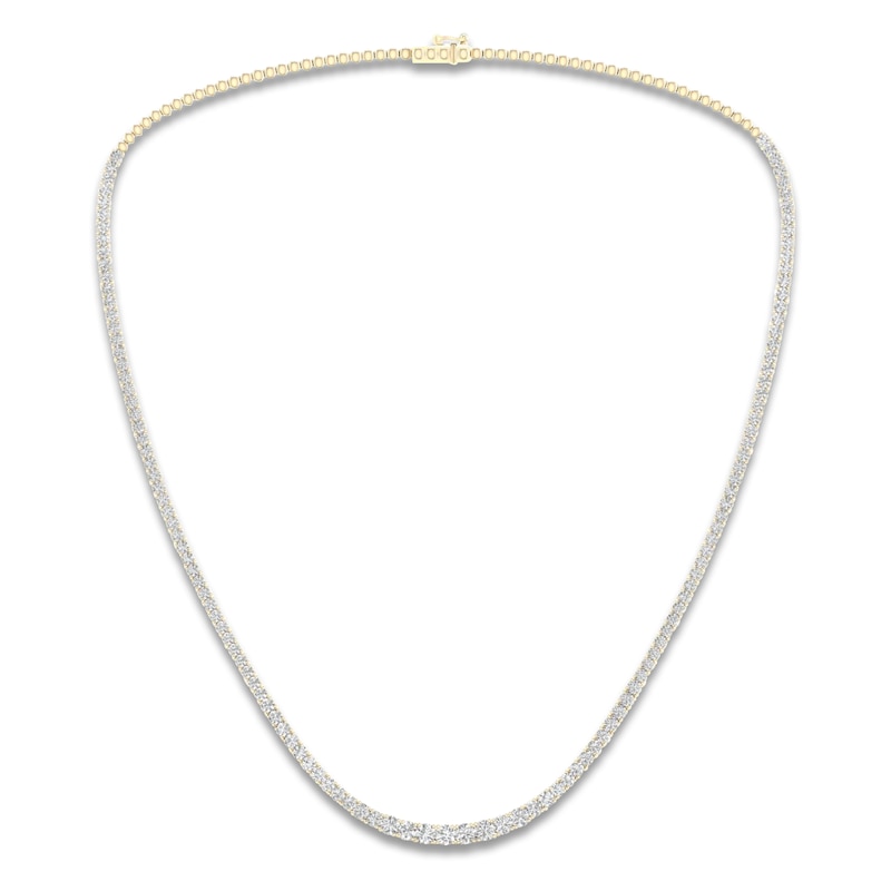 Lab-Created Diamond Tennis Necklace 7 ct tw Round 14K Yellow Gold