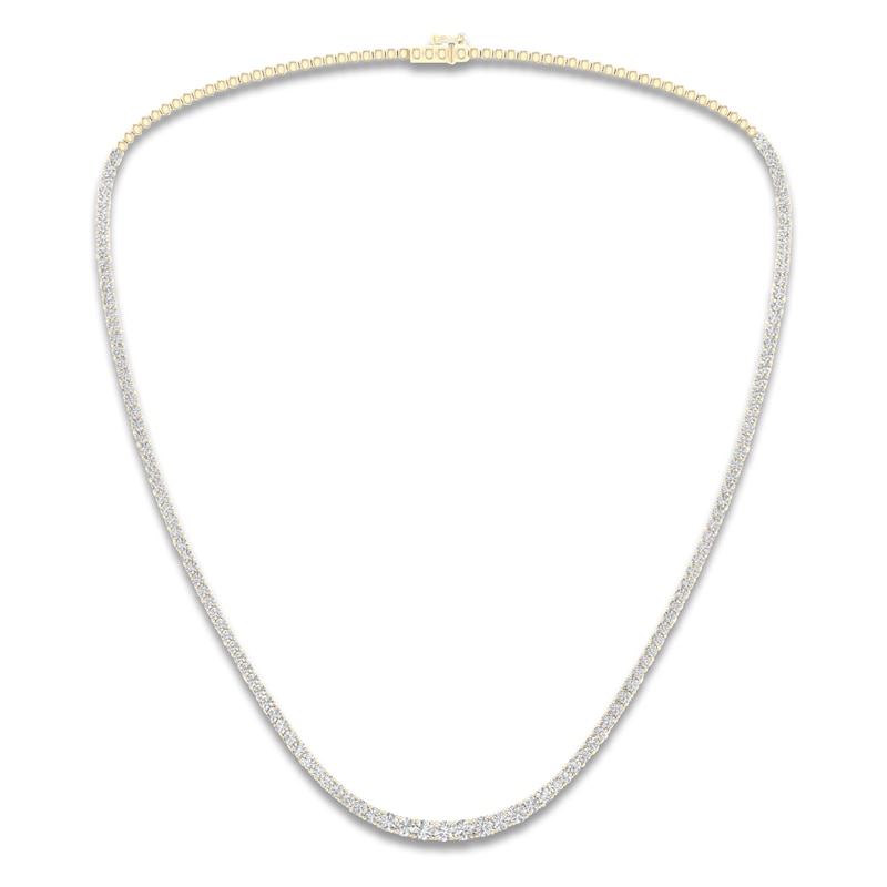 Main Image 1 of Lab-Grown Diamond Tennis Necklace 7 ct tw Round 14K Yellow Gold