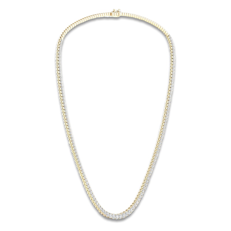 Main Image 2 of Lab-Grown Diamond Tennis Necklace 7 ct tw Round 14K Yellow Gold